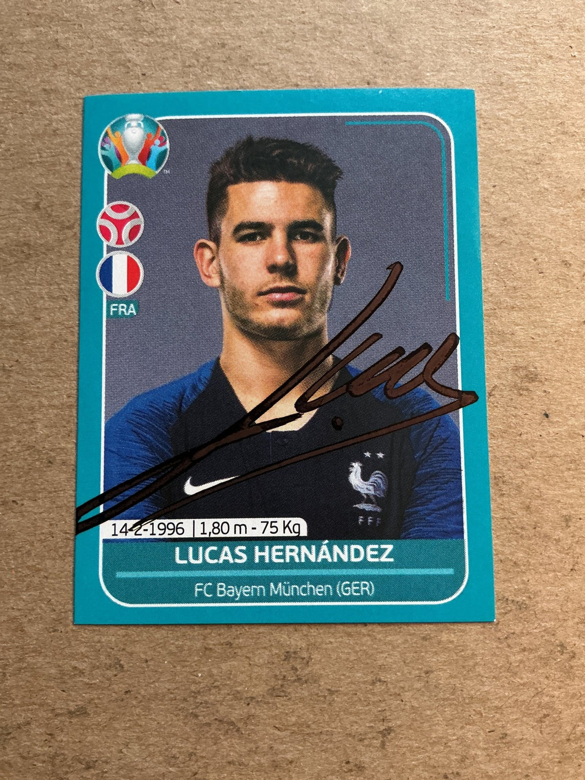 Lucas Hernández, France 🇫🇷 UEFA Euro 2020 Panini hand signed - Autographs-World