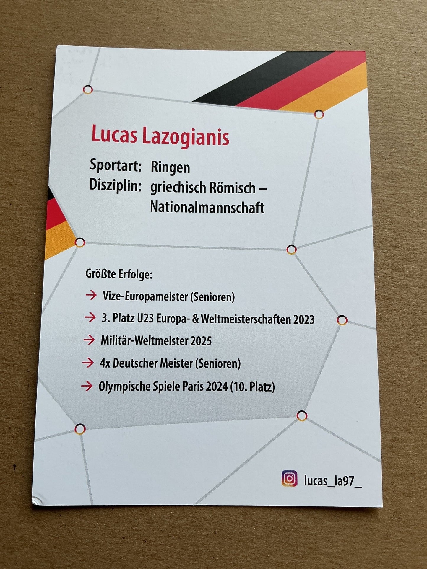 Lucas Lazogianis, Germany 🇩🇪 Wrestling Summer Olympics 2024 hand signed - Autographs-World