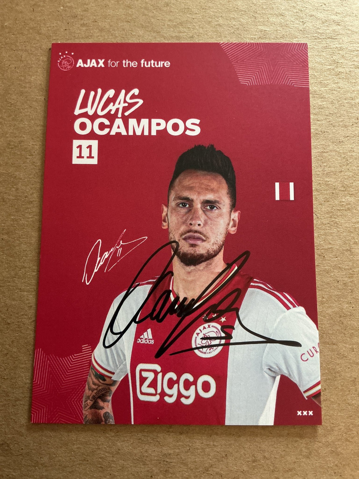 Lucas Ocampos, Argentina 🇦🇷 Ajax Amsterdam 2022/23 hand signed - Autographs-World