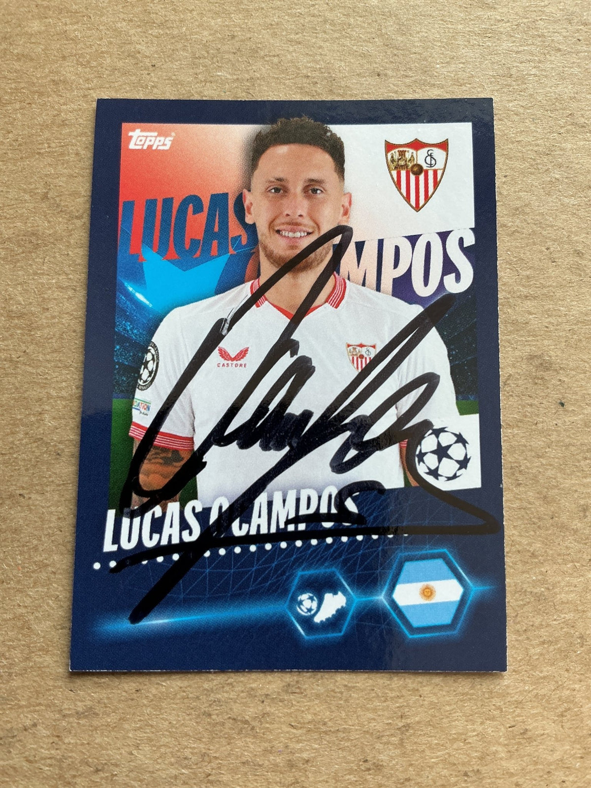 Lucas Ocampos, Argentina 🇦🇷 Sevilla FC 2023/24 Topps hand signed - Autographs-World