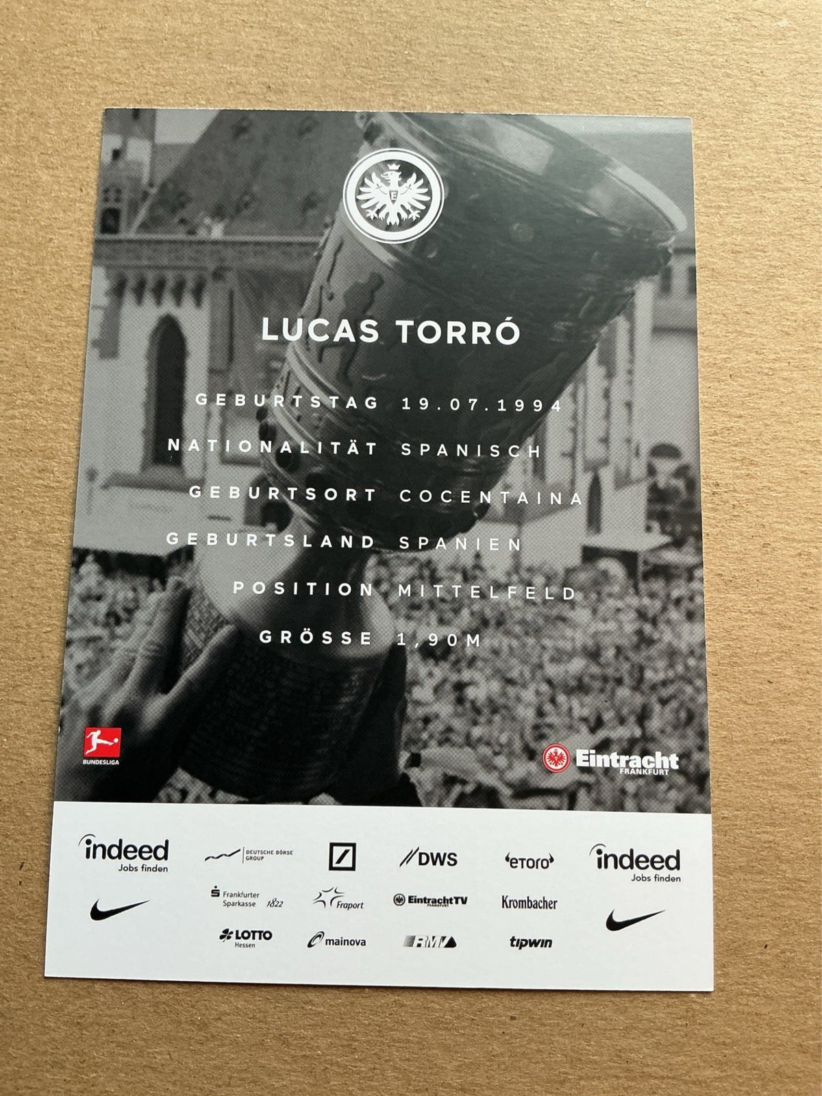 Lucas Torró, Spain 🇪🇸 Eintracht Frankfurt 2018/19 hand signed - Autographs-World