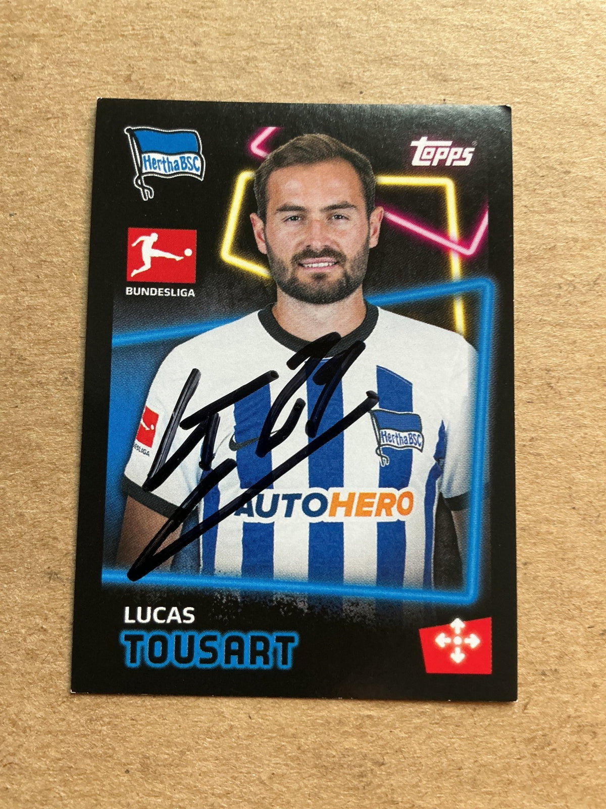 Lucas Tousart, France 🇫🇷 Hertha BSC Berlin 2022/23 Topps hand signed - Autographs-World