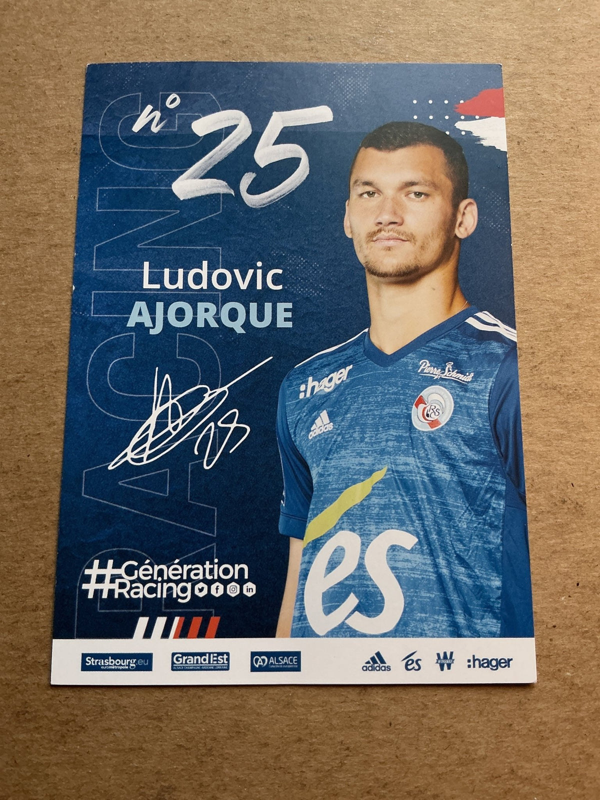 Ludovic Ajorque, France 🇫🇷 RC Strasbourg 2020/21 hand signed - Autographs-World