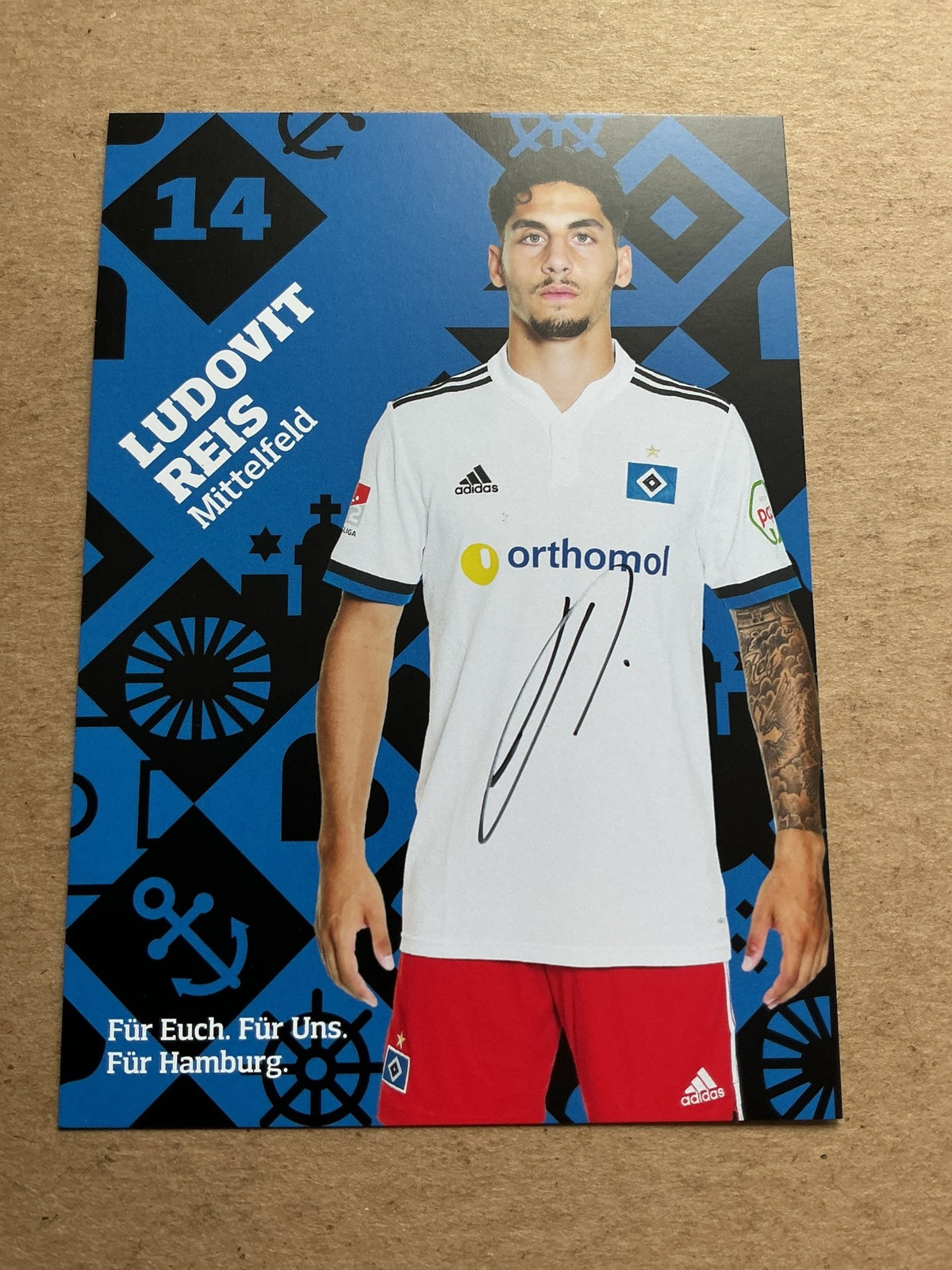 Ludovit Reis, Netherlands 🇳🇱 Hamburger SV 2021/22 hand signed - Autographs-World