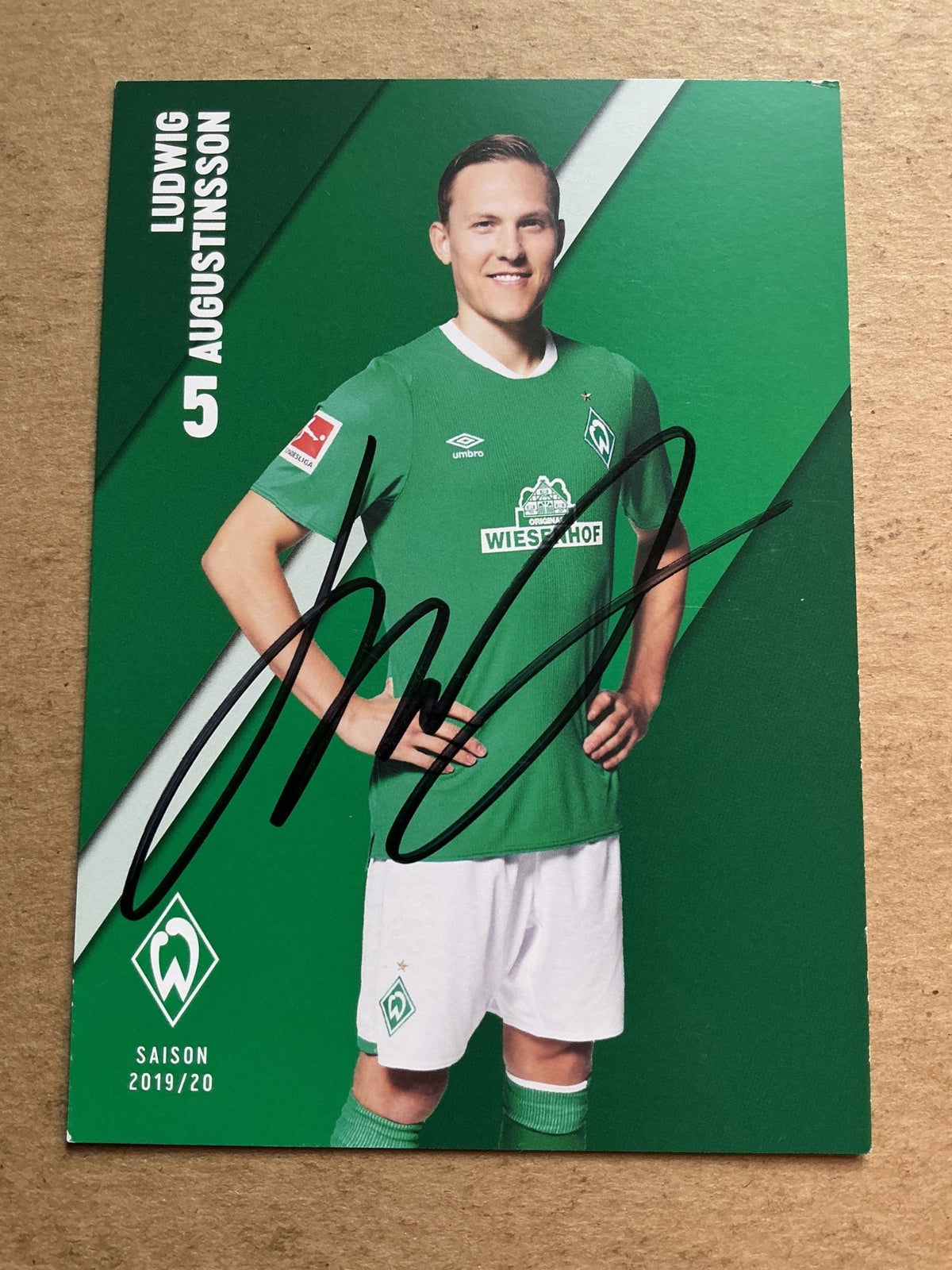 Ludwig Augustinsson, Sweden 🇸🇪 SV Werder Bremen 2019/20 hand signed - Autographs-World