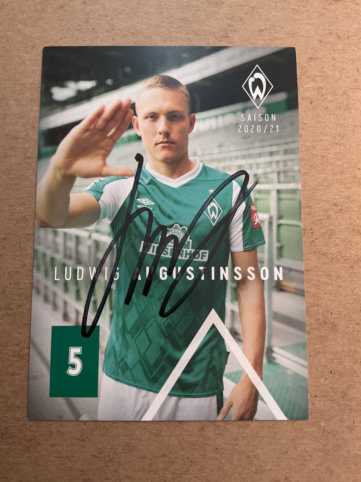 Ludwig Augustinsson, Sweden 🇸🇪 SV Werder Bremen 2020/21 hand signed - Autographs-World