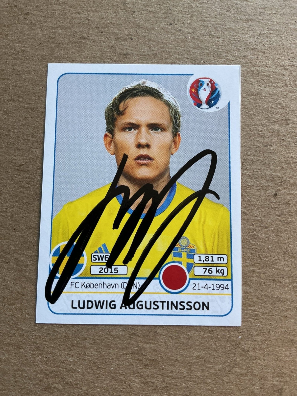 Ludwig Augustinsson, Sweden 🇸🇪 UEFA Euro 2016 Panini hand signed - Autographs-World