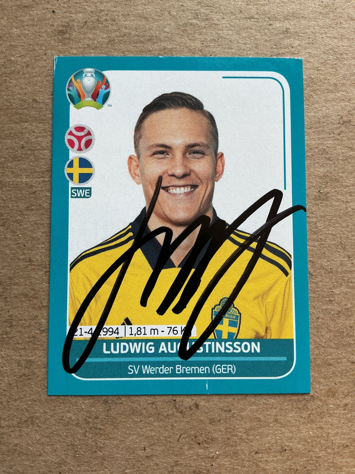Ludwig Augustinsson, Sweden 🇸🇪 UEFA Euro 2020 Panini hand signed - Autographs-World