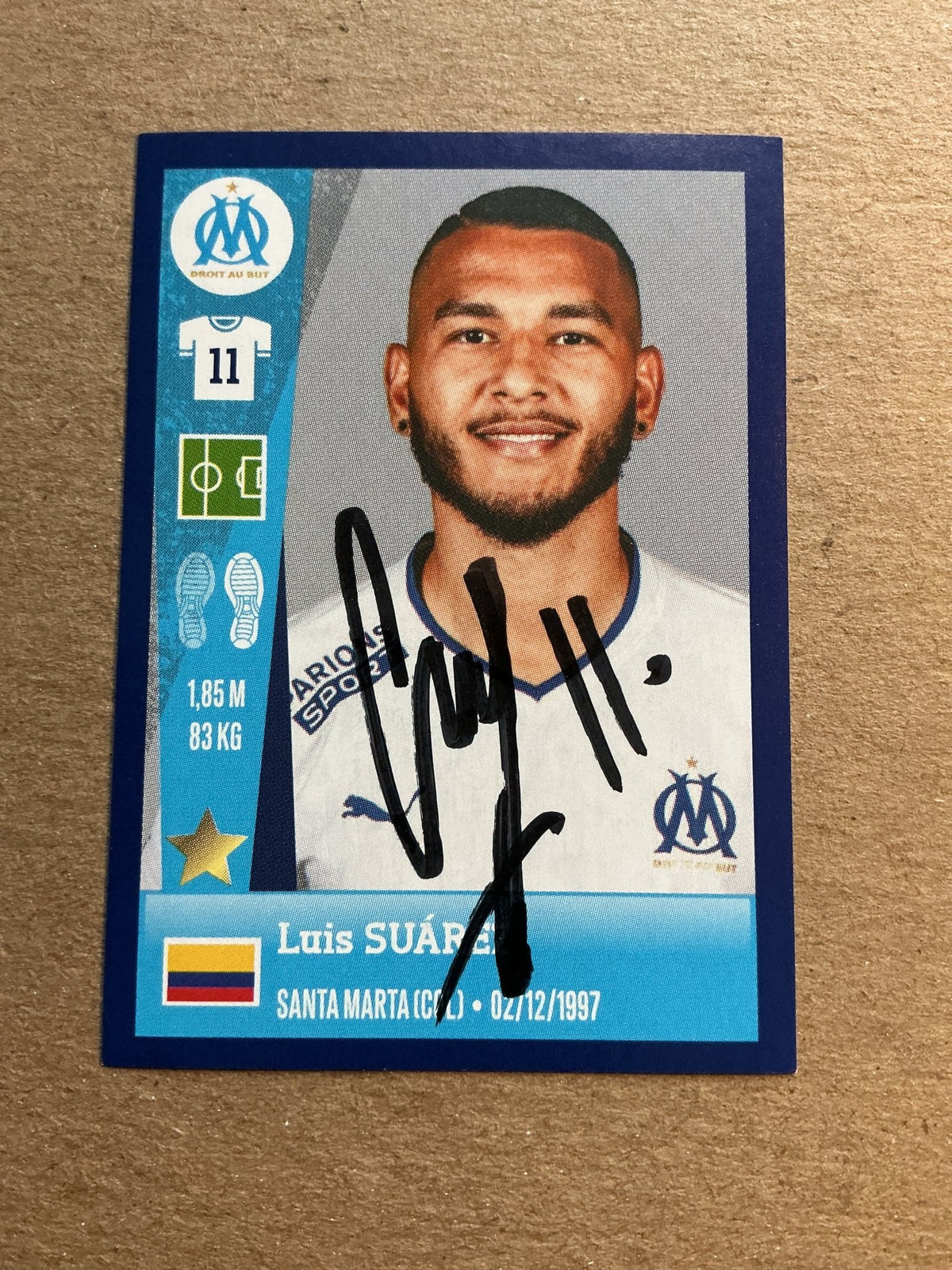 Luis Suárez, Colombia 🇨🇴 Olympique Marseille 2023 Panini hand signed - Autographs-World