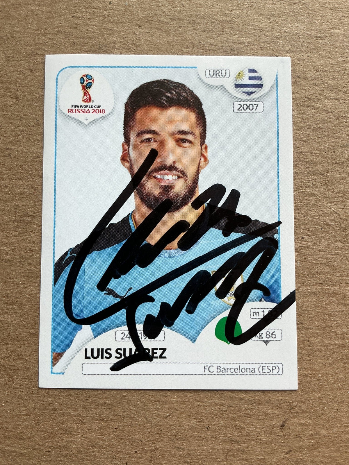 Luis Suarez, Uruguay 🇺🇾 FIFA World Cup 2018 Panini hand signed - Autographs-World