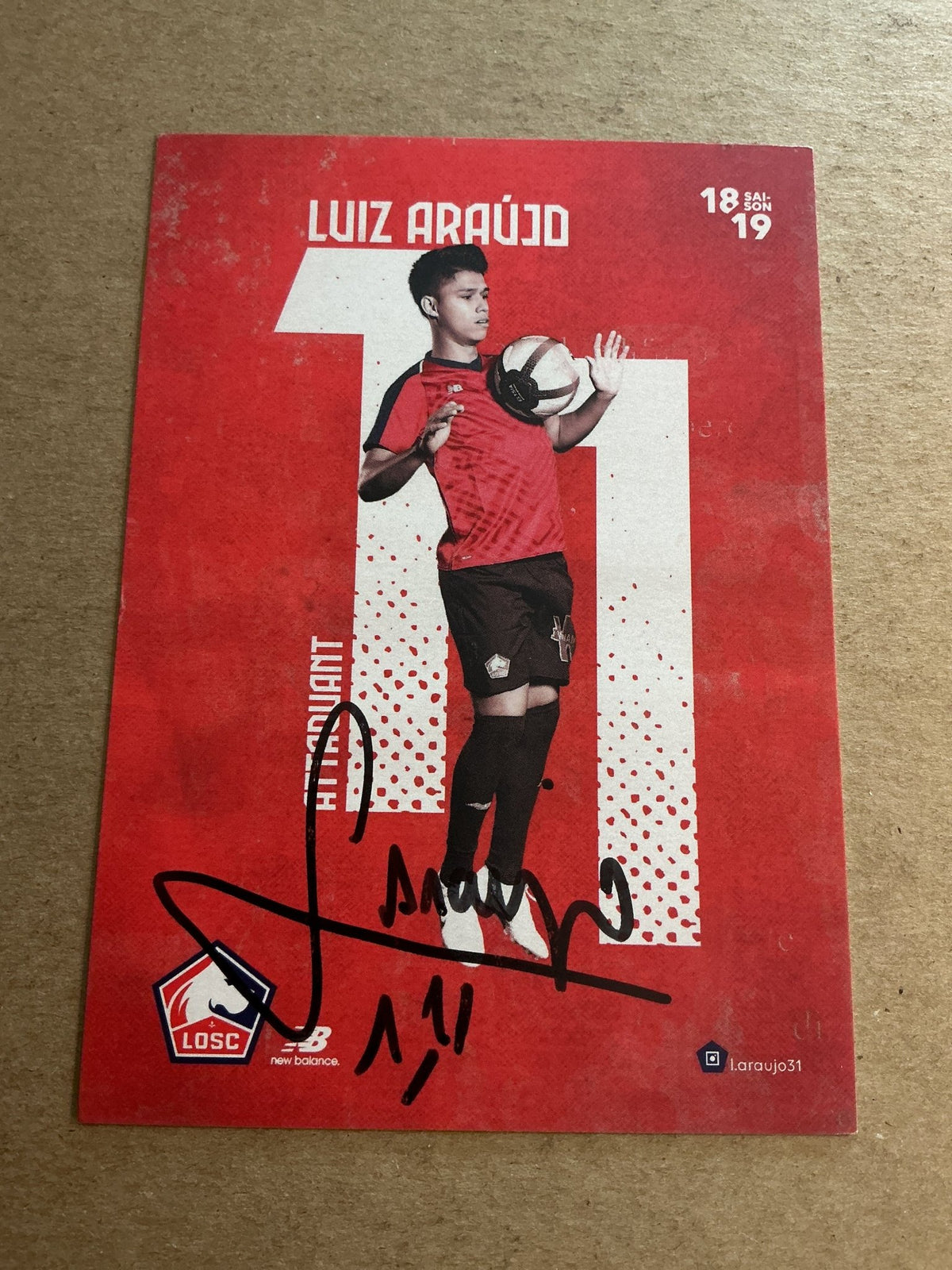 Luiz Araujo, Brazil 🇧🇷 Lille OSC 2018/19 hand signed - Autographs-World