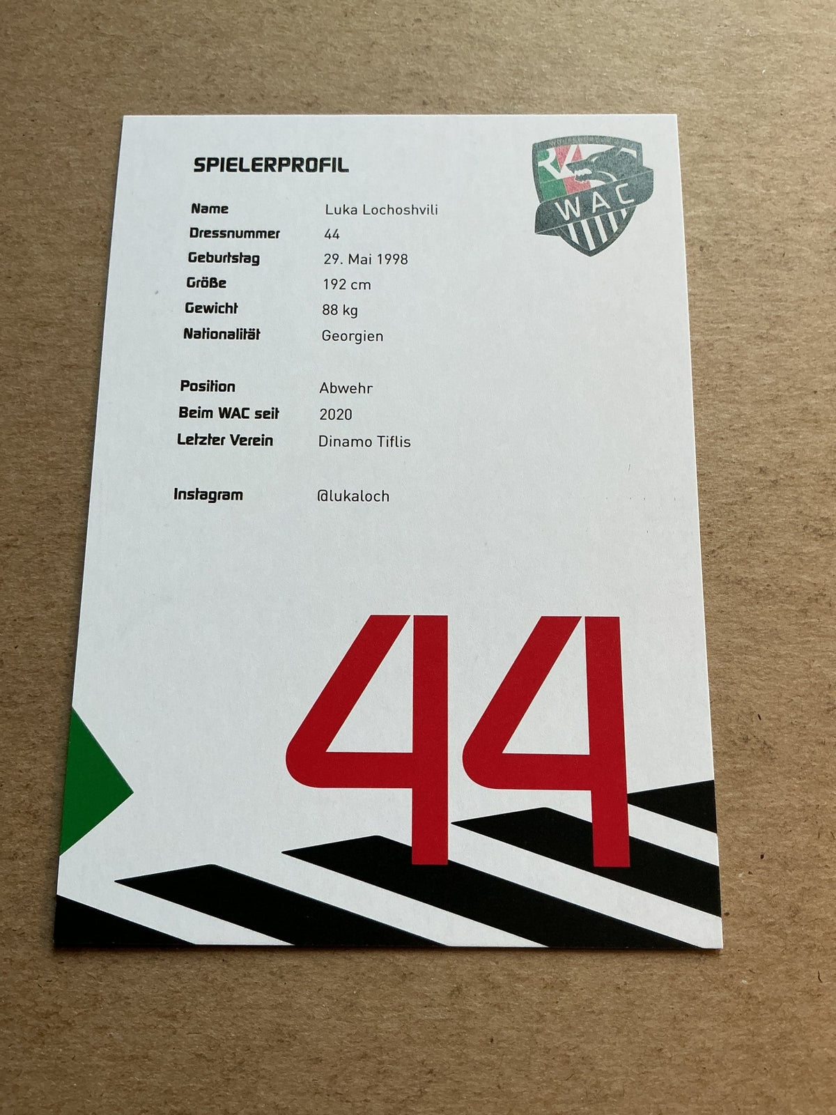 Luka Lochoshvili, Georgia 🇬🇪 Wolfsberger AC 2020/21 hand signed - Autographs-World
