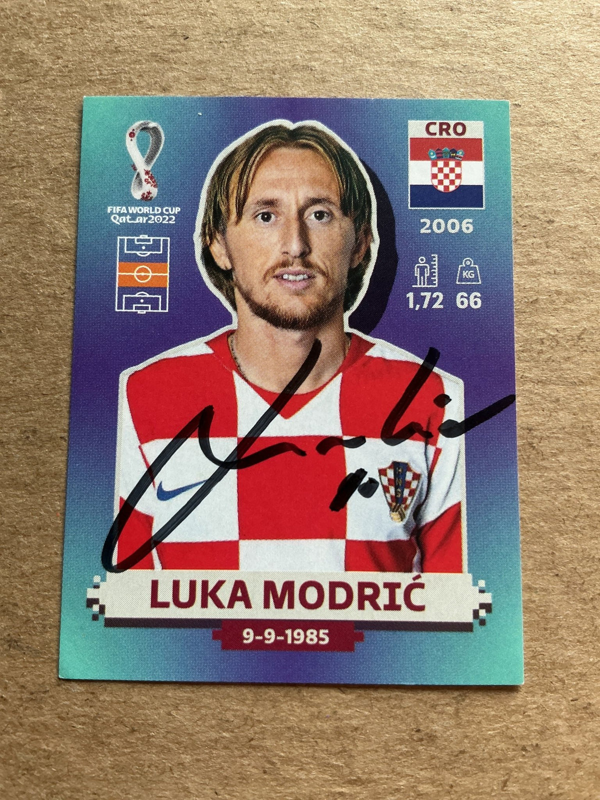 Luka Modric, Croatia 🇭🇷 FIFA World Cup 2022 Panini hand signed - Autographs-World