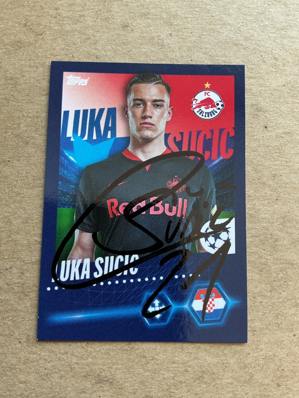 Luka Sucic, Croatia 🇭🇷 Red Bull Salzburg 2023/24 Topps hand signed - Autographs-World
