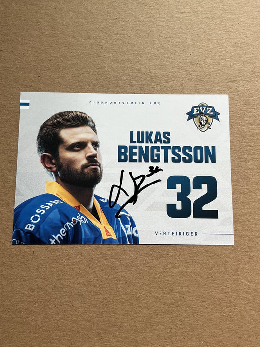 Lukas Bengtsson, Sweden 🇸🇪 EV Zug 2024/25 hand signed - Autographs-World