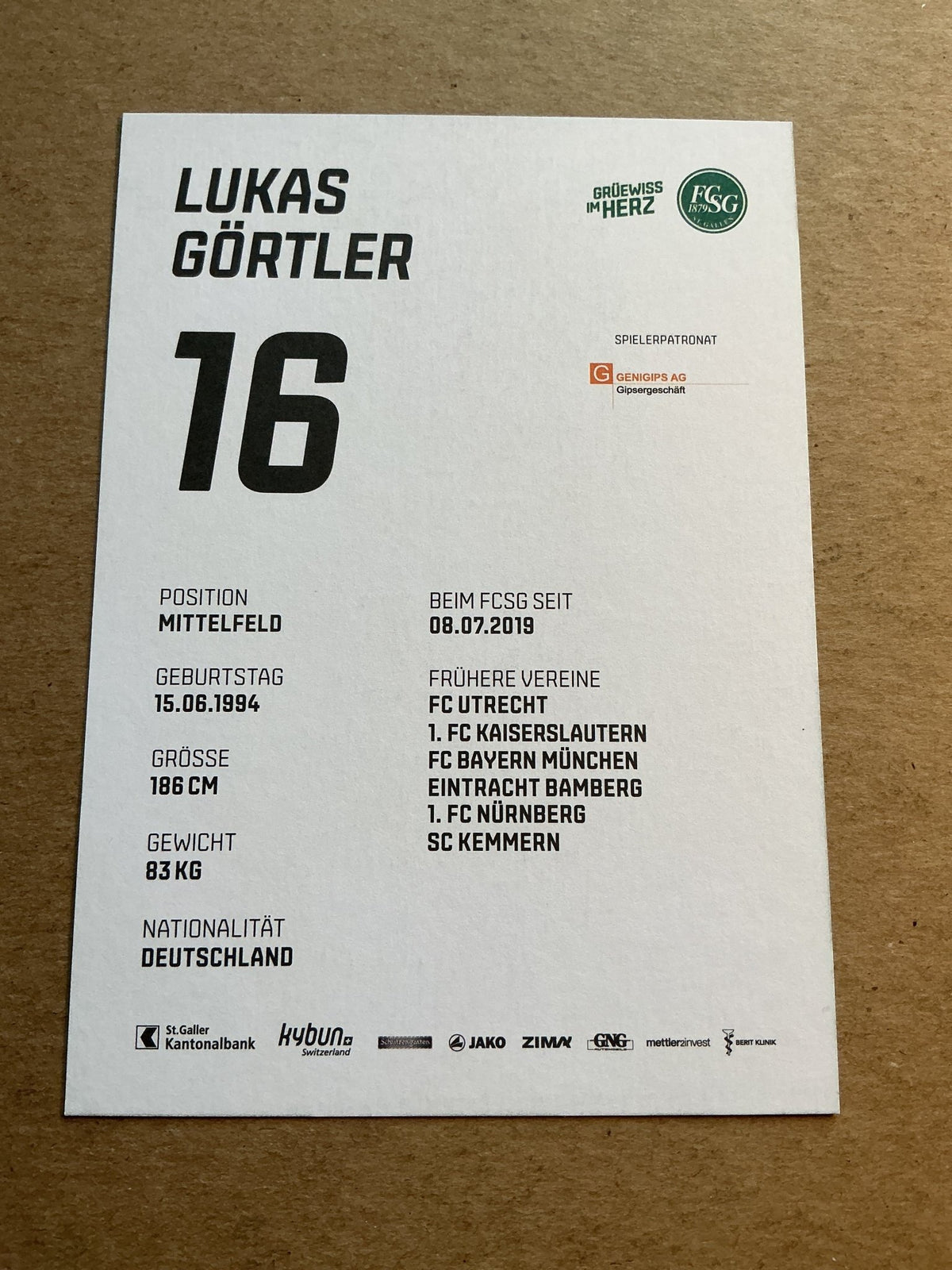 Lukas Görtler, Germany 🇩🇪 FC St. Gallen 2022/23 hand signed - Autographs-World