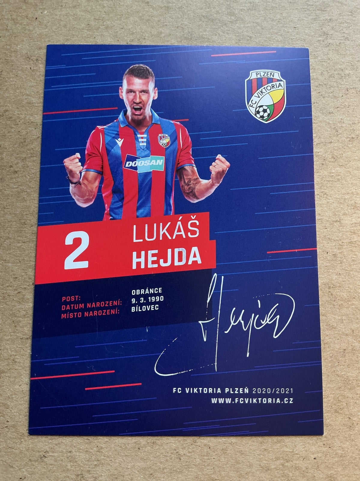 Lukáš Hejda, Czech Republic 🇨🇿 FC Viktoria Plzeň 2020/21 hand signed - Autographs-World