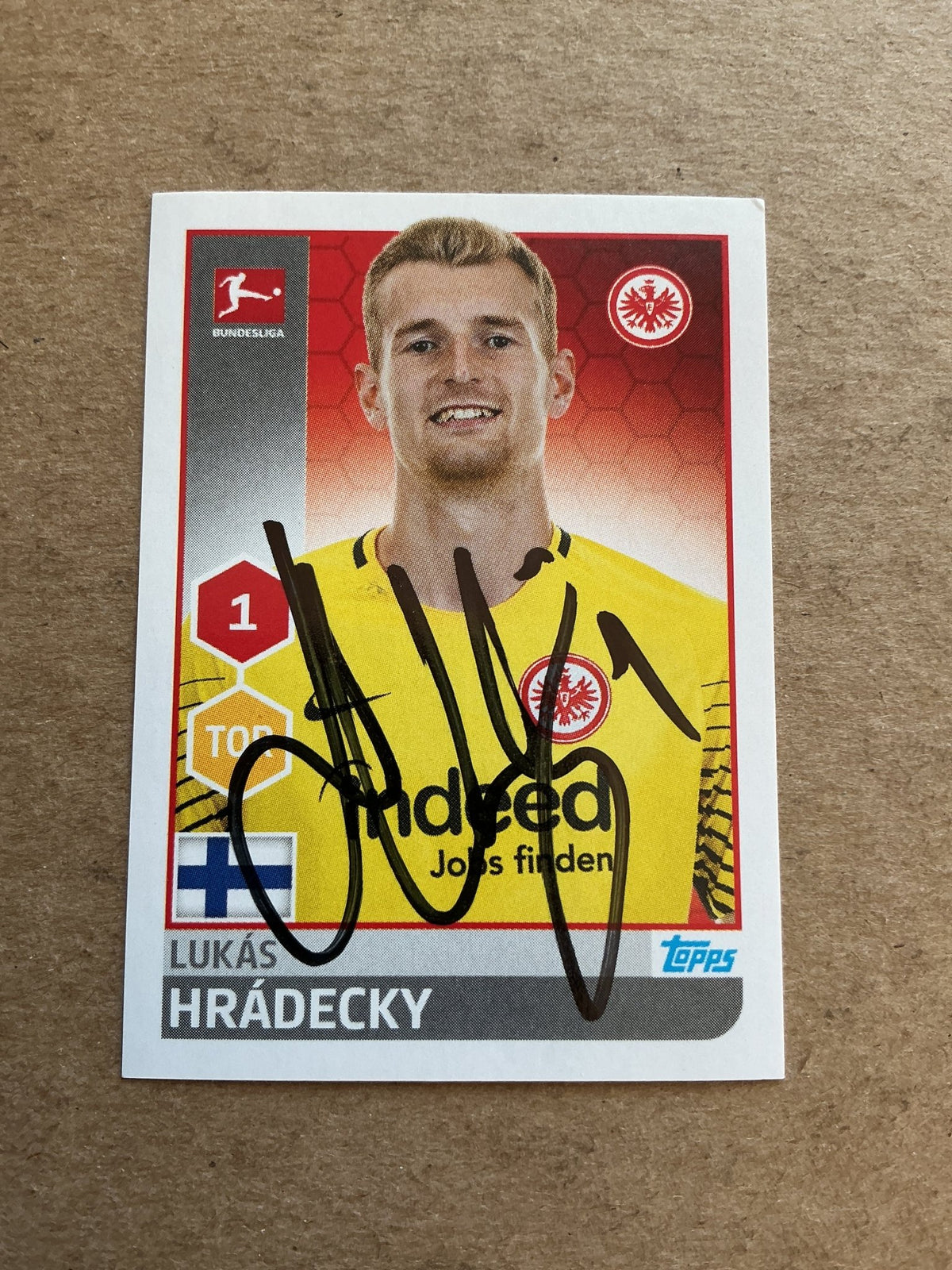 Lukas Hrádecky, Finland 🇫🇮 Eintracht Frankfurt 2017/18 Topps hand signed - Autographs-World