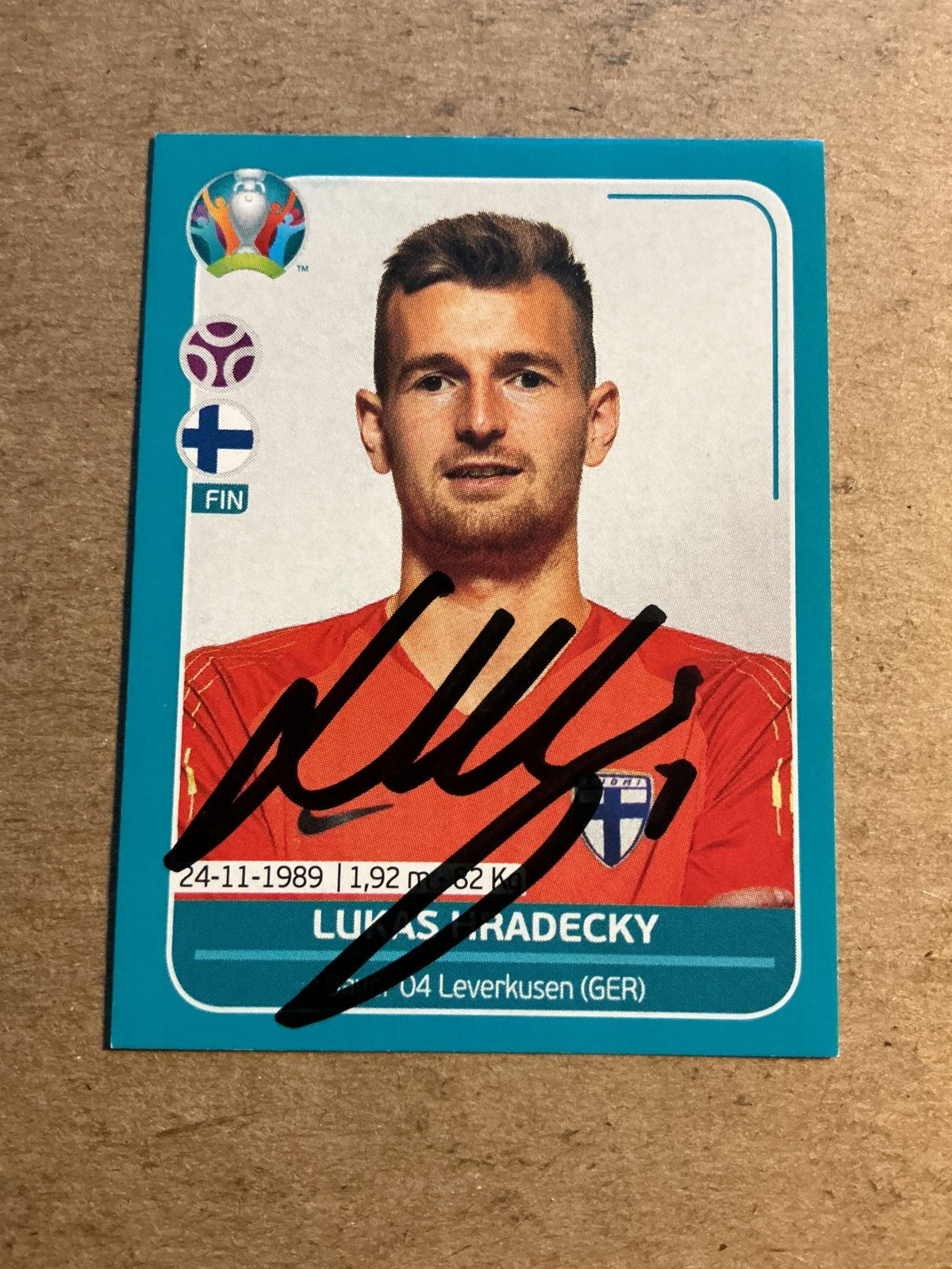 Lukas Hradecky, Finland 🇫🇮 UEFA Euro 2020 Panini hand signed - Autographs-World