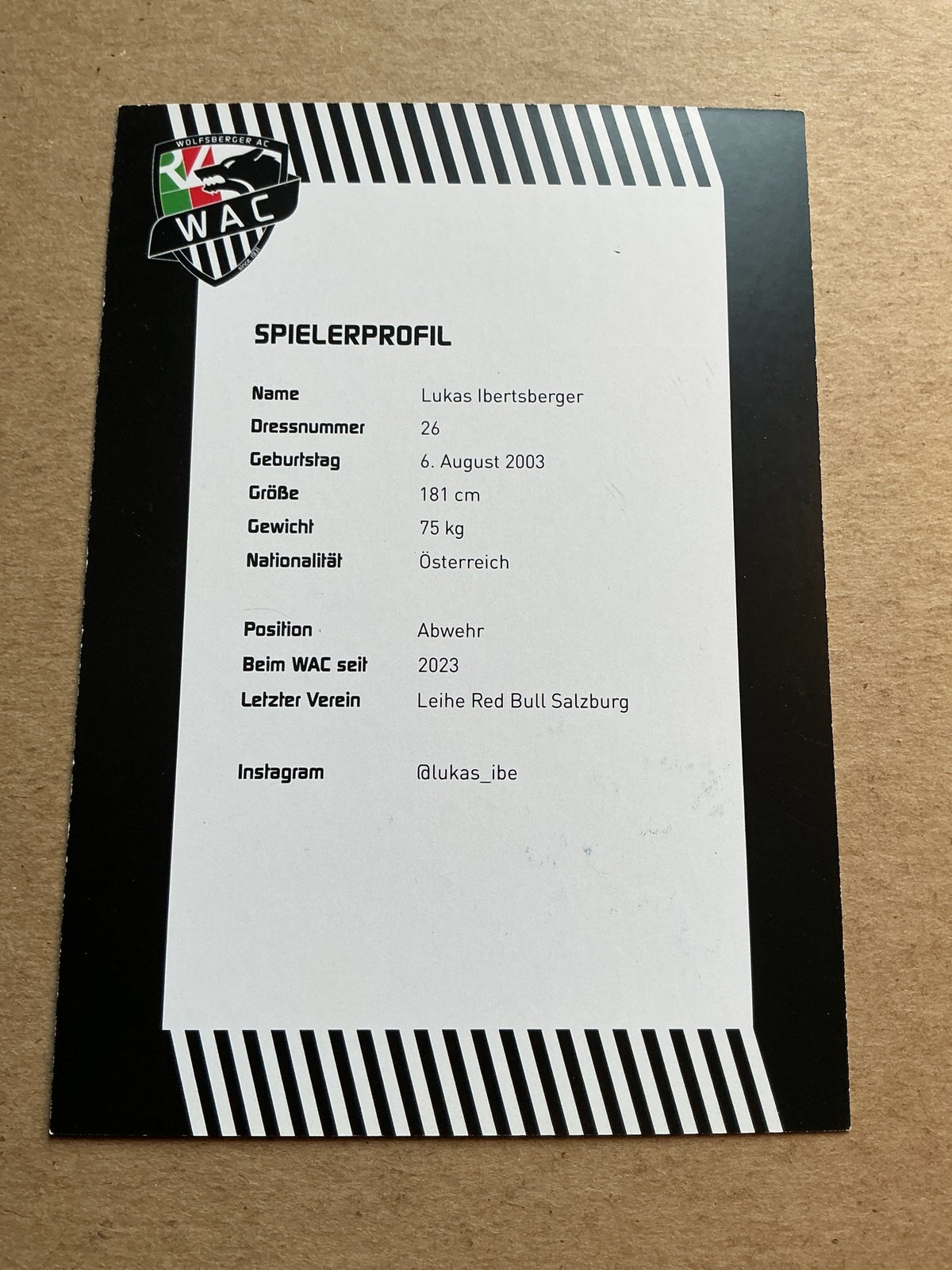Lukas Ibertsberger, Austria 🇦🇹 Wolfsberger AC 2023/24 hand signed - Autographs-World
