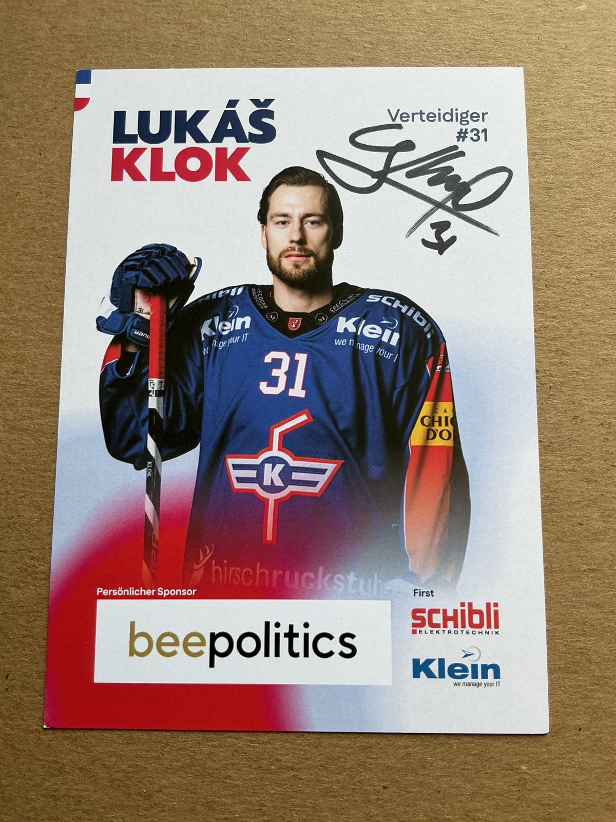 Lukáš Klok, Czech Republic 🇨🇿 EHC Kloten 2025/26 hand signed - Autographs-World