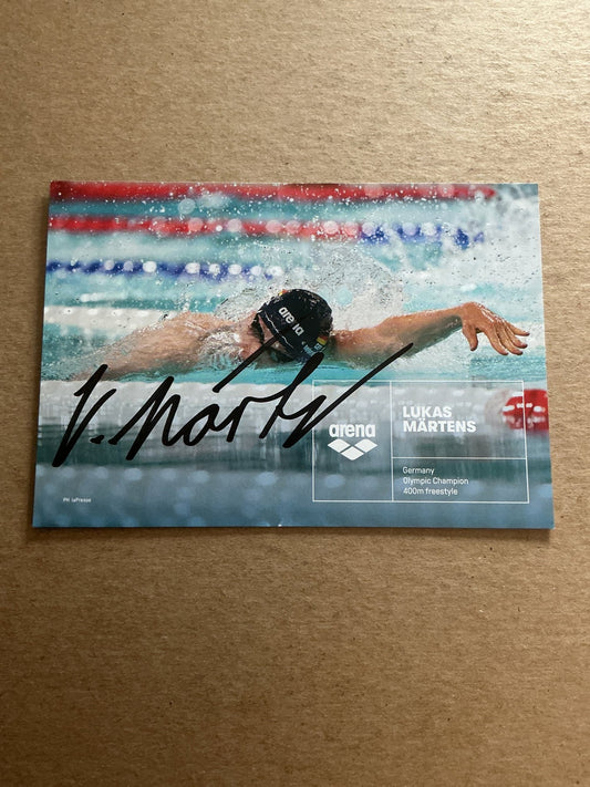 Lukas Märtens, Germany 🇩🇪 Swimming Summer Olympics 2024 hand signed - Autographs-World
