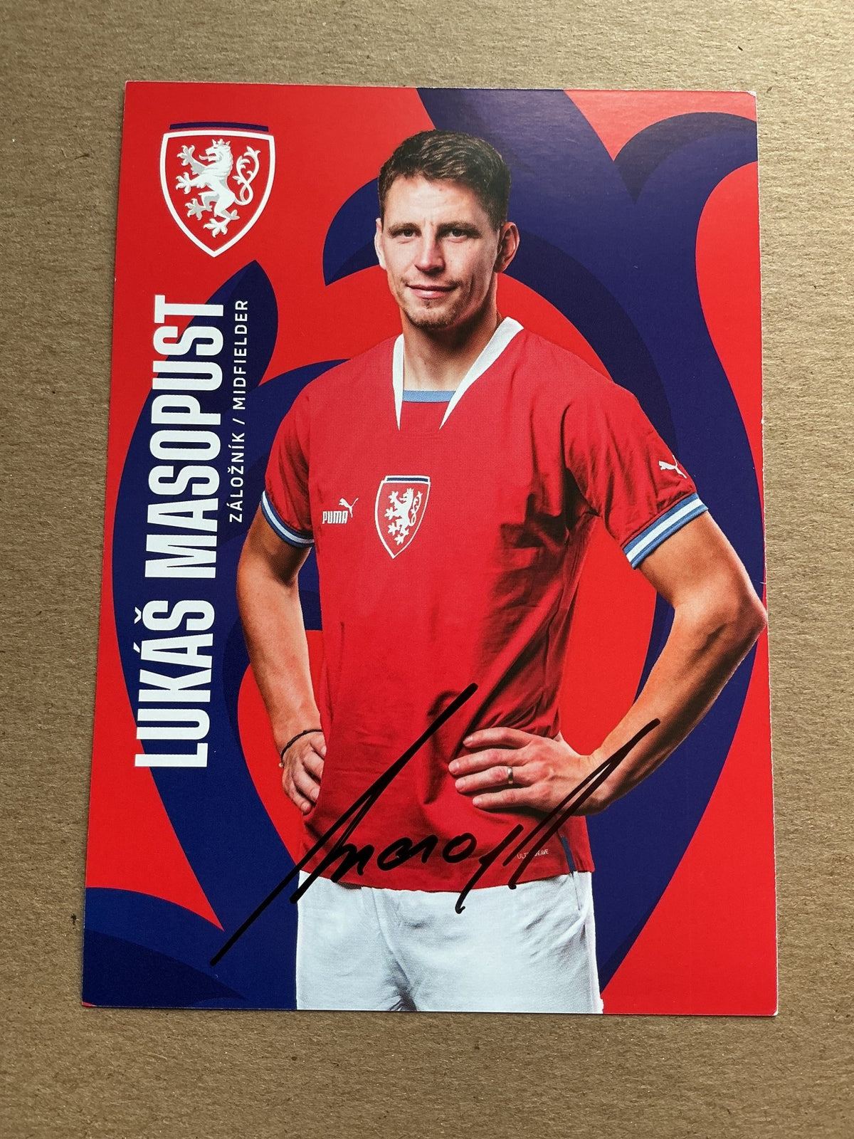 Lukáš Masopust, Czech Republic 🇨🇿 2023 Slavia Prague hand signed - Autographs-World