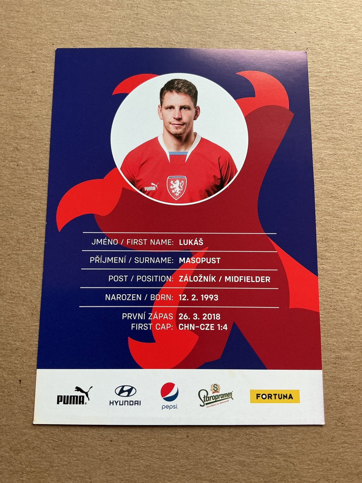 Lukáš Masopust, Czech Republic 🇨🇿 2023 Slavia Prague hand signed - Autographs-World