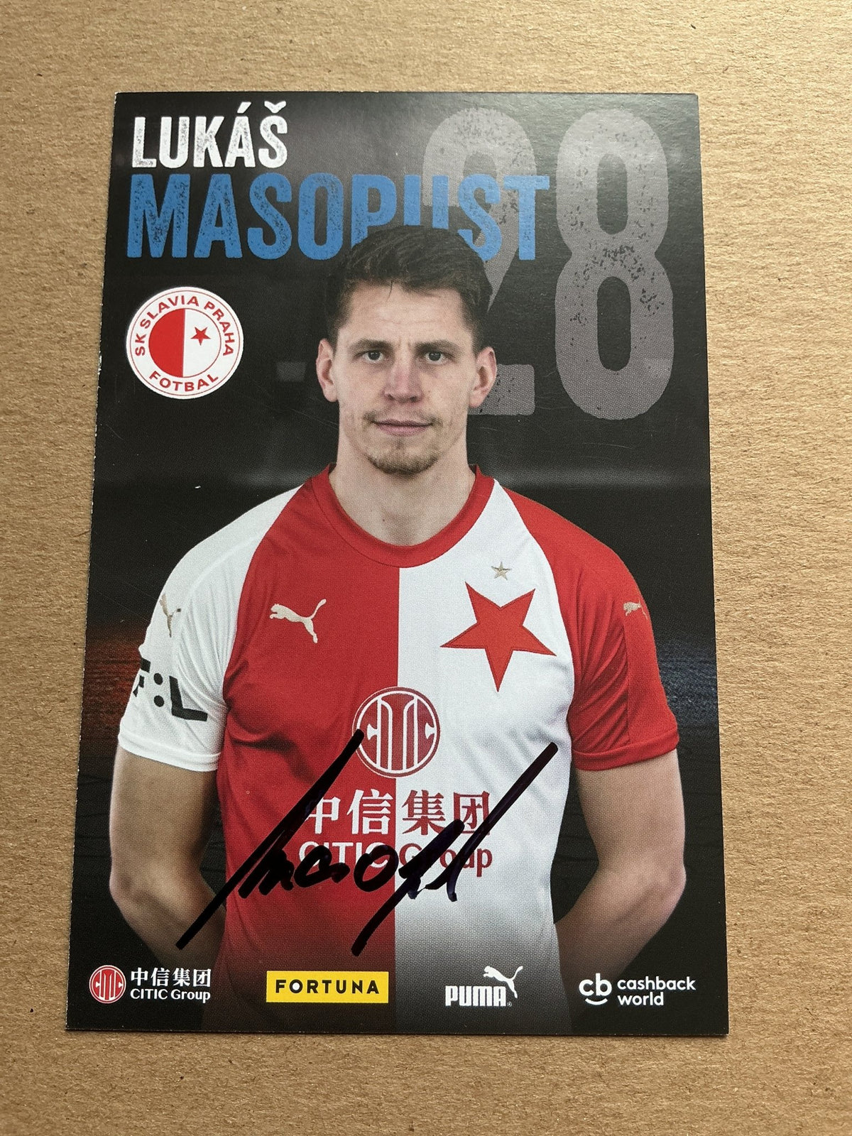 Lukáš Masopust, Czech Republic 🇨🇿 SK Slavia Prague 2019/20 hand signed - Autographs-World