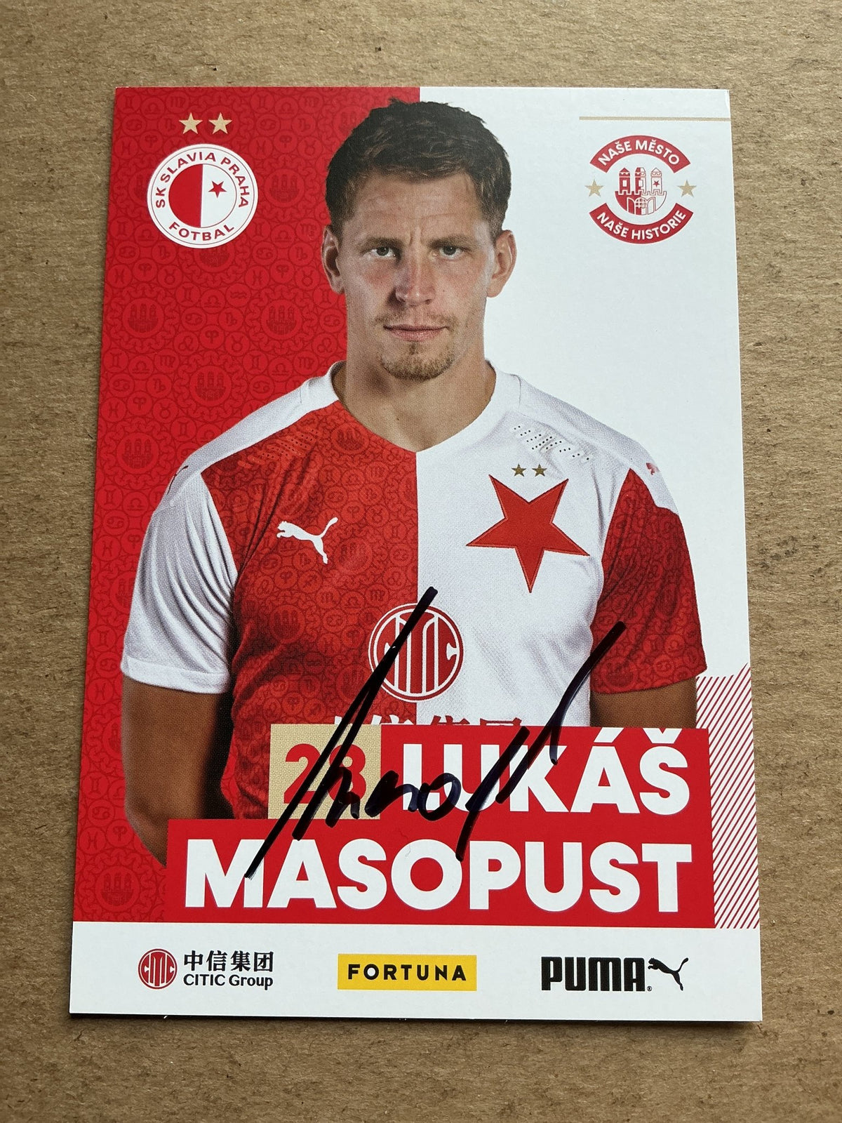 Lukáš Masopust, Czech Republic 🇨🇿 SK Slavia Prague 2020/21 hand signed - Autographs-World