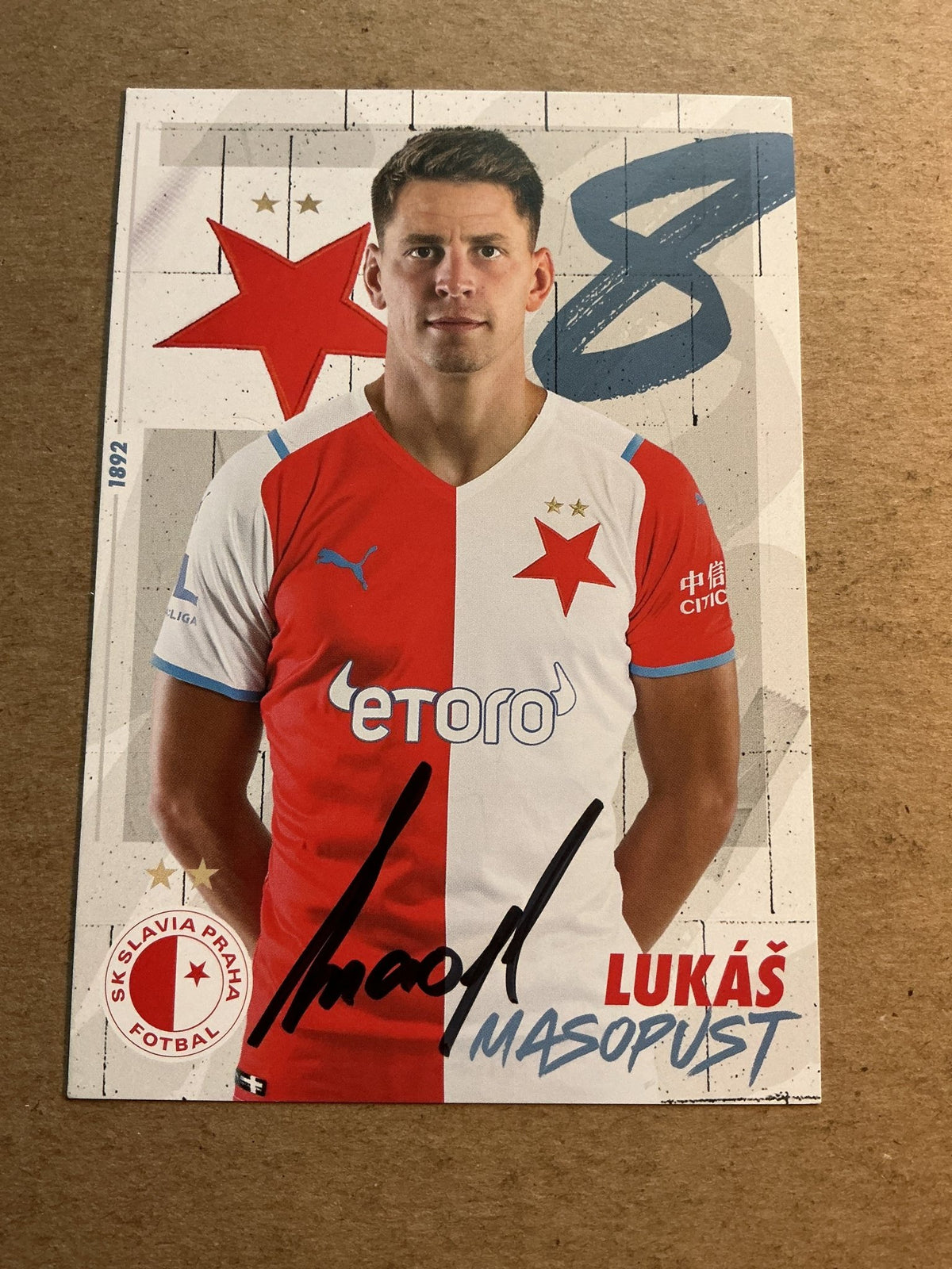 Lukáš Masopust, Czech Republic 🇨🇿 SK Slavia Prague 2021/22 hand signed - Autographs-World
