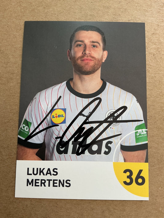 Lukas Mertens, Germany 🇩🇪 Handball Sports 2025 hand signed - Autographs-World