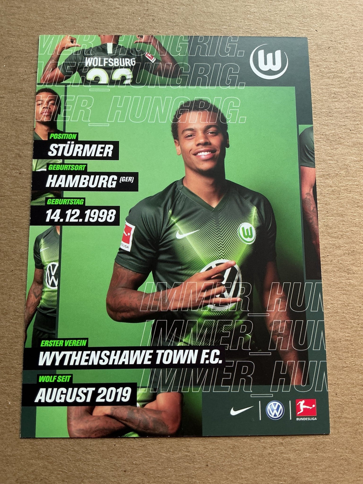 Lukas Nmecha, Switzerland 🇨🇭 VfL Wolfsburg 2019/20 hand signed - Autographs-World