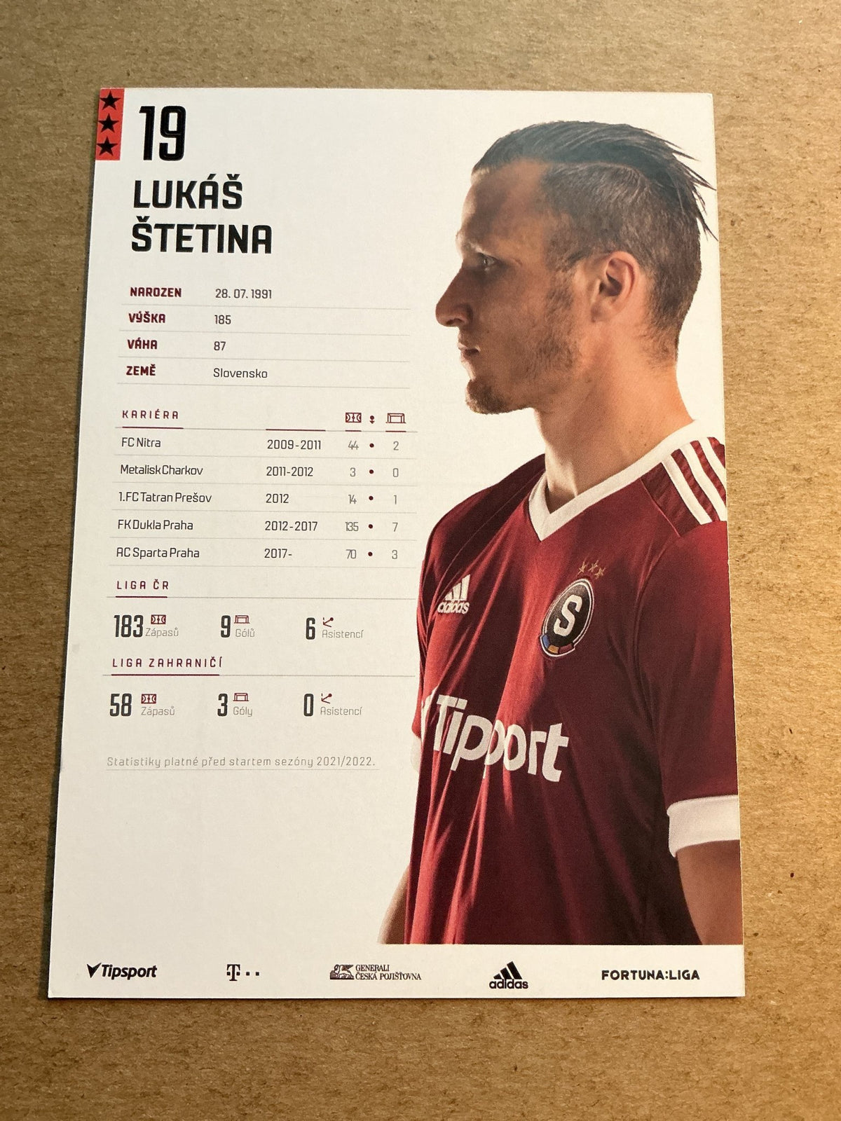 Lukáš Štetina, Slovakia 🇸🇰 AC Sparta Prague 2021/22 hand signed - Autographs-World