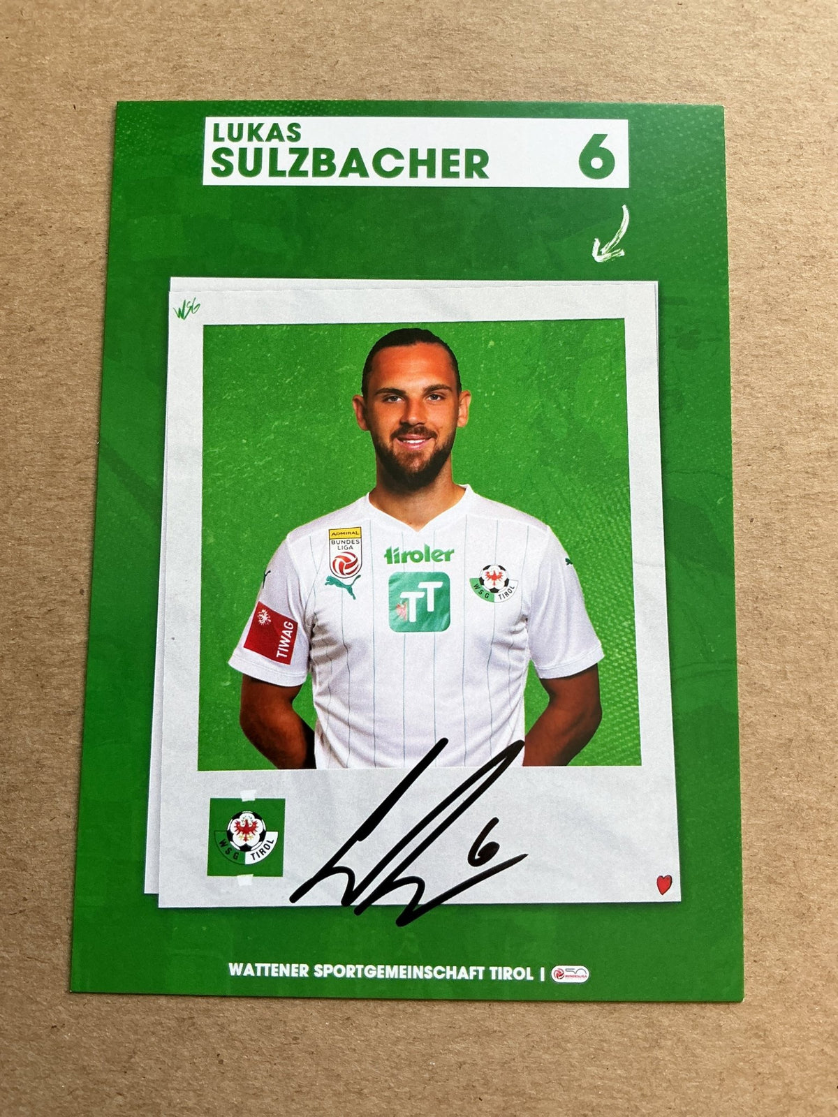 Lukas Sulzbacher, Austria 🇦🇹 WSG Tirol 2023/24 hand signed - Autographs-World