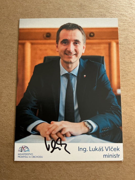 Lukas Vlcek, Czech Republic 🇨🇿 Minister of Trade 2025 hand signed - Autographs-World
