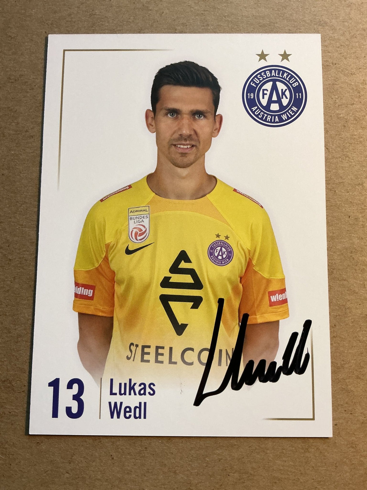 Lukas Wedl, Austria 🇦🇹 FK Austria Wien 2023/24 hand signed - Autographs-World