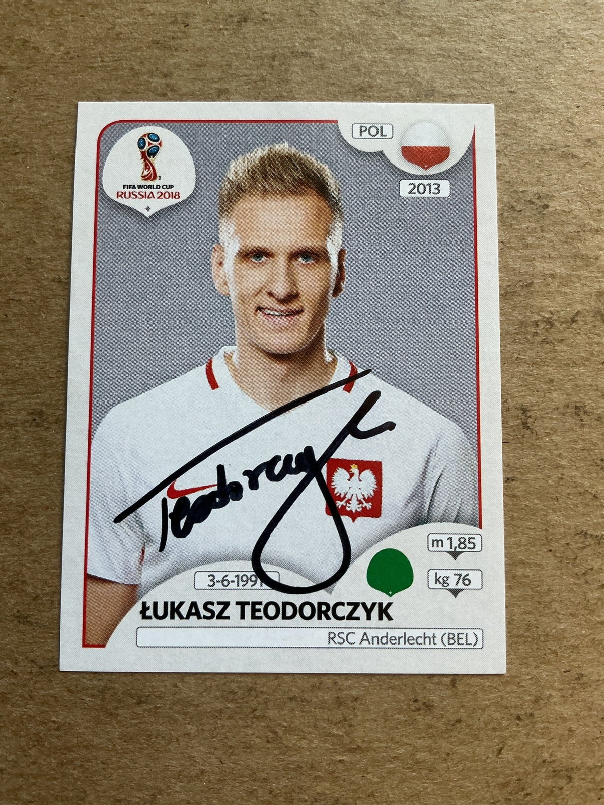 Łukasz Teodorczyk, Poland 🇵🇱 FIFA World Cup 2018 Panini hand signed - Autographs-World