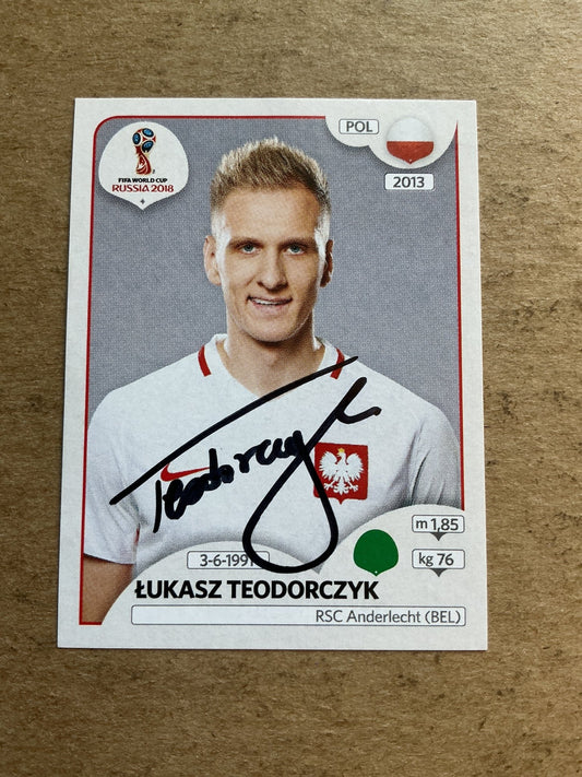 Łukasz Teodorczyk, Poland 🇵🇱 FIFA World Cup 2018 Panini hand signed - Autographs-World