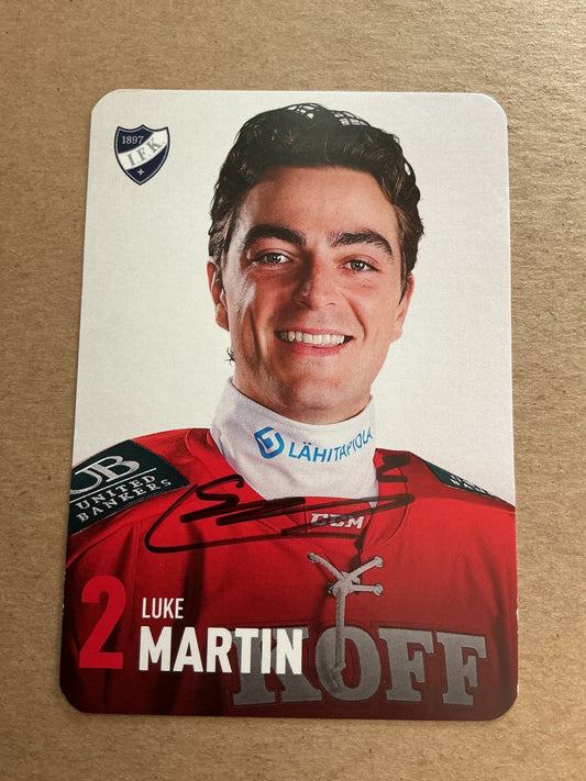 Luke Martin, USA 🇺🇸 HIFK Hockey 2024/25 hand signed - Autographs-World