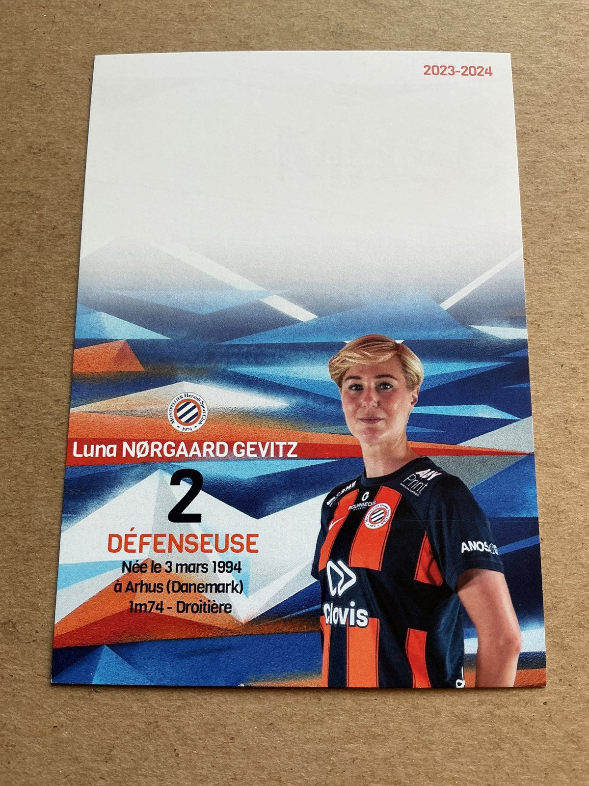 Luna Nørgaard Gevitz, Denmark 🇩🇰 Montpellier HSC 2023/24 hand signed - Autographs-World