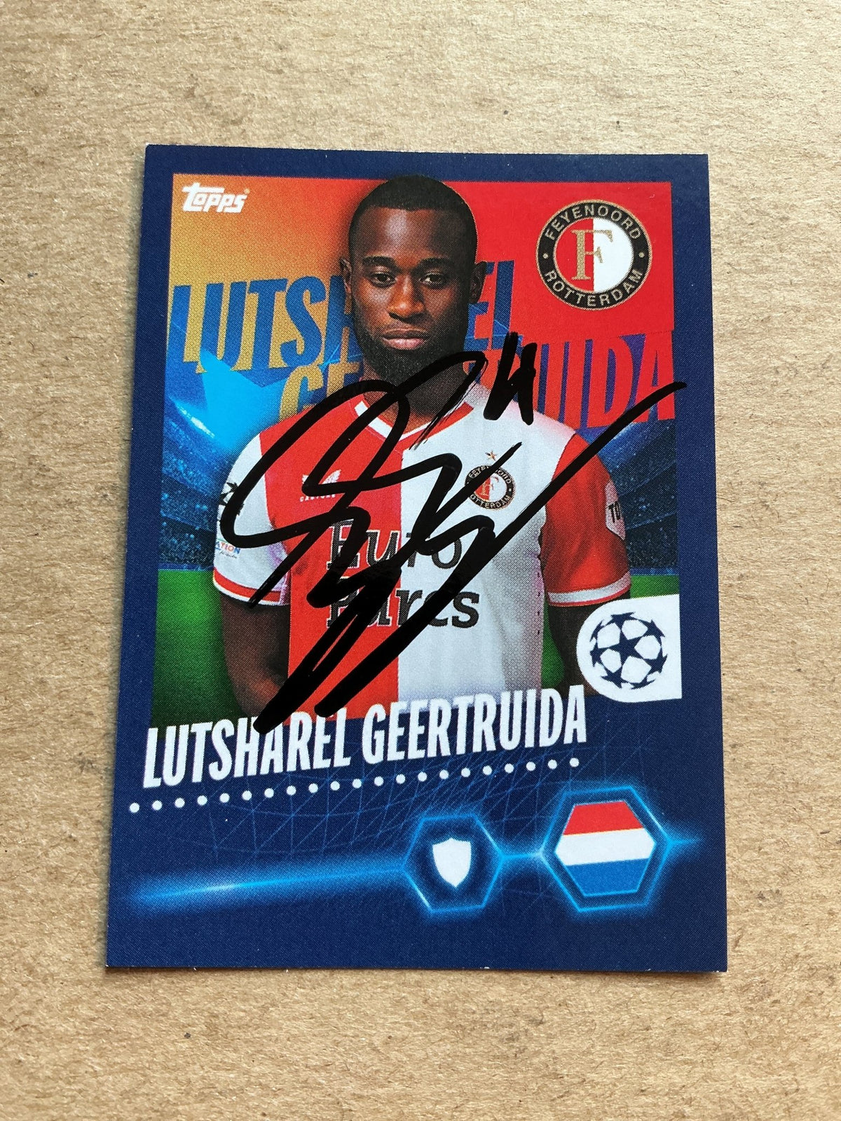 Lutsharel Geertruida, Netherlands 🇳🇱 Feyenoord Rotterdam 2023/24 Topps hand signed - Autographs-World