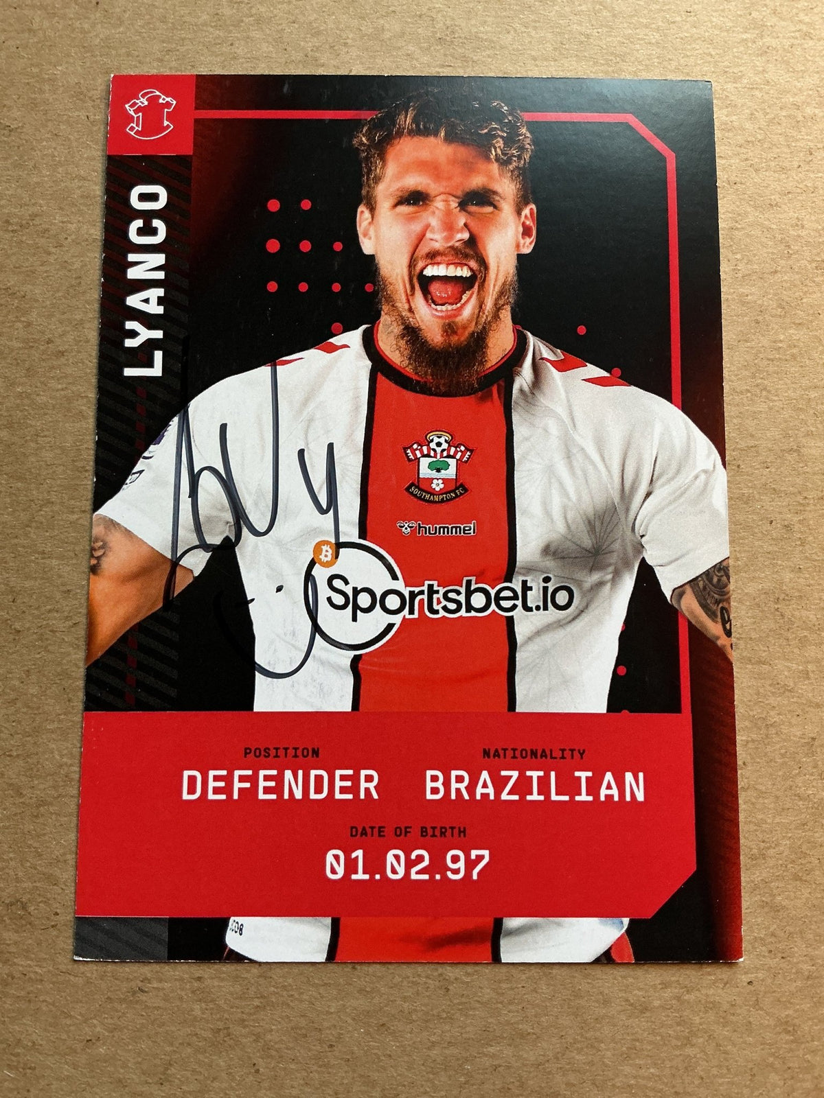 Lyanco, Brazil 🇧🇷 Southampton FC 2022/23 hand signed - Autographs-World
