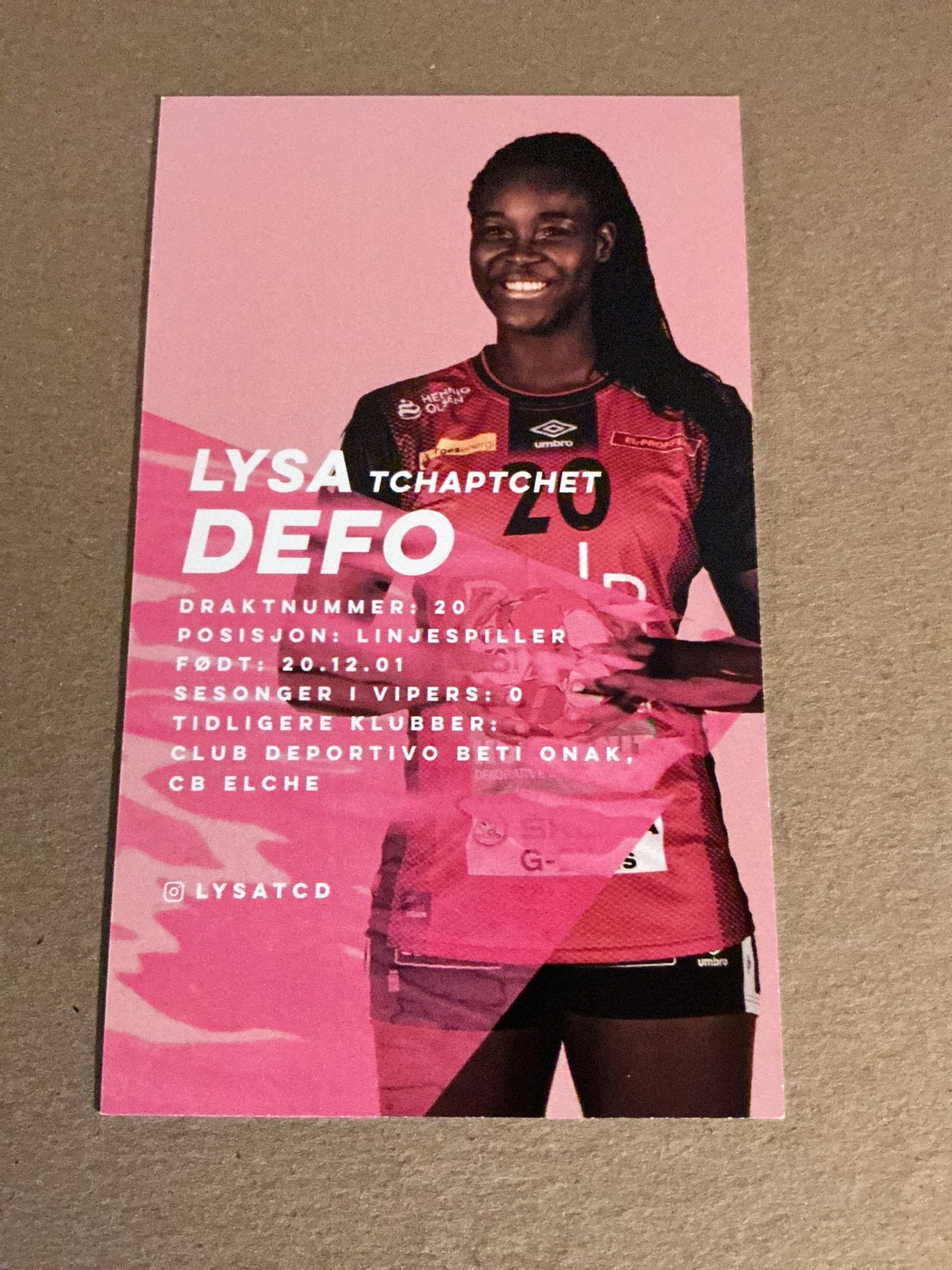 Lysa Tchaptchet Defo, Spain 🇪🇸 Handball Vipers 2021/22 hand signed - Autographs-World