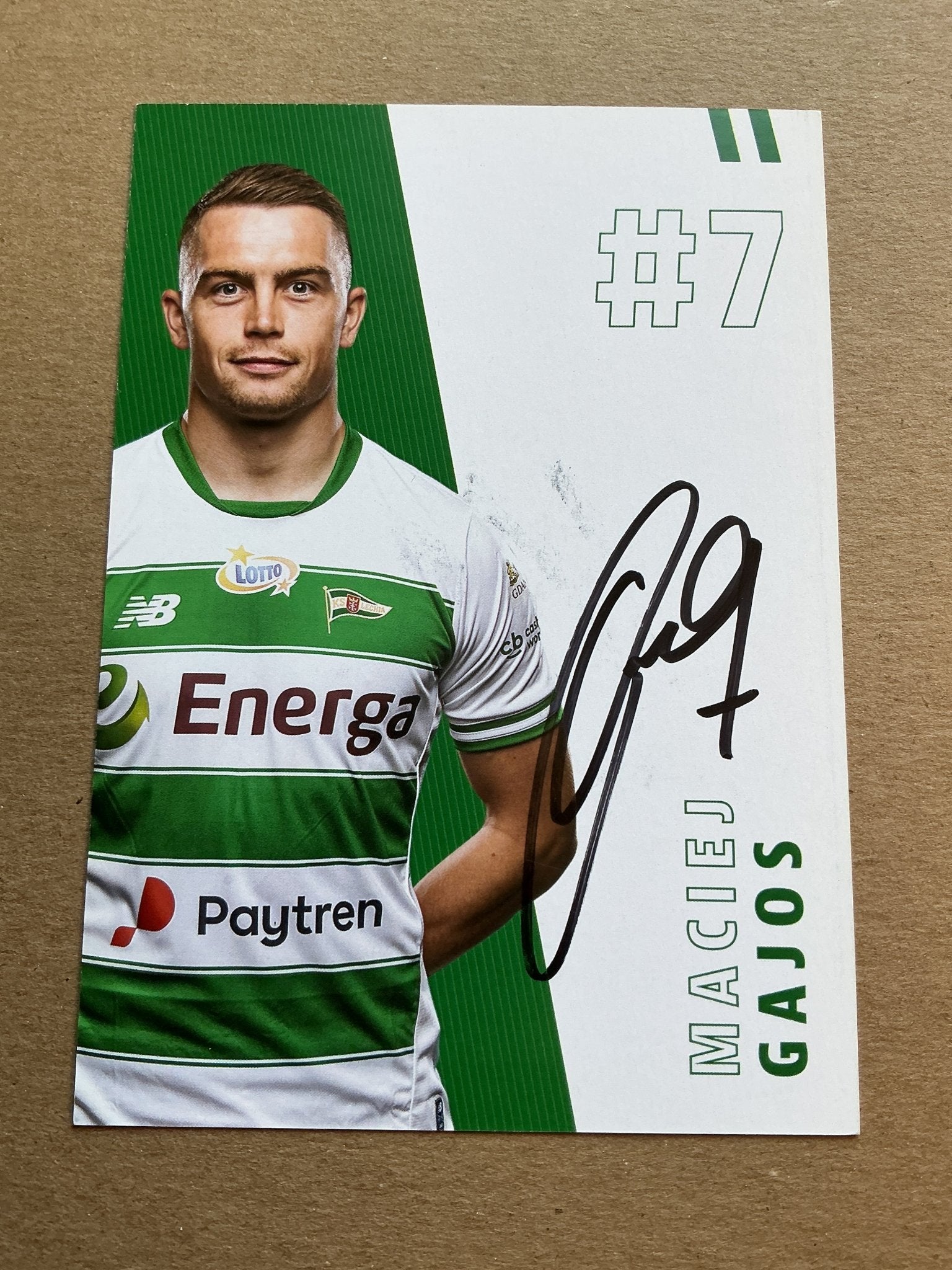 Maciej Gajos, Poland 🇵🇱 Lechia Gdańsk 2019/20 hand signed - Autographs-World