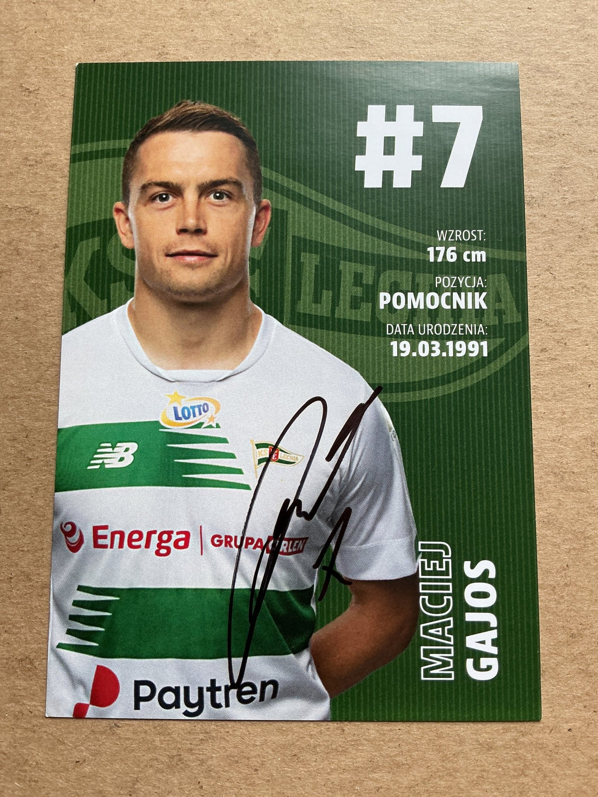 Maciej Gajos, Poland 🇵🇱 Lechia Gdansk 2020/21 hand signed - Autographs-World
