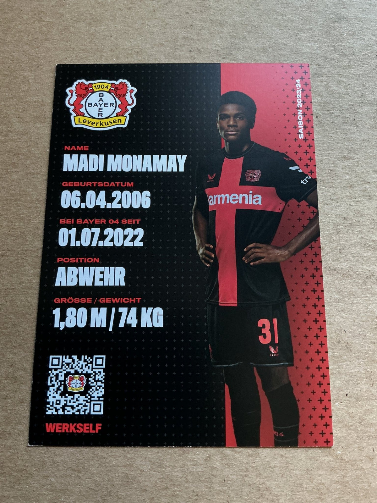 Madi Monamay, Belgium 🇧🇪 Bayer 04 Leverkusen 2023/24 hand signed - Autographs-World