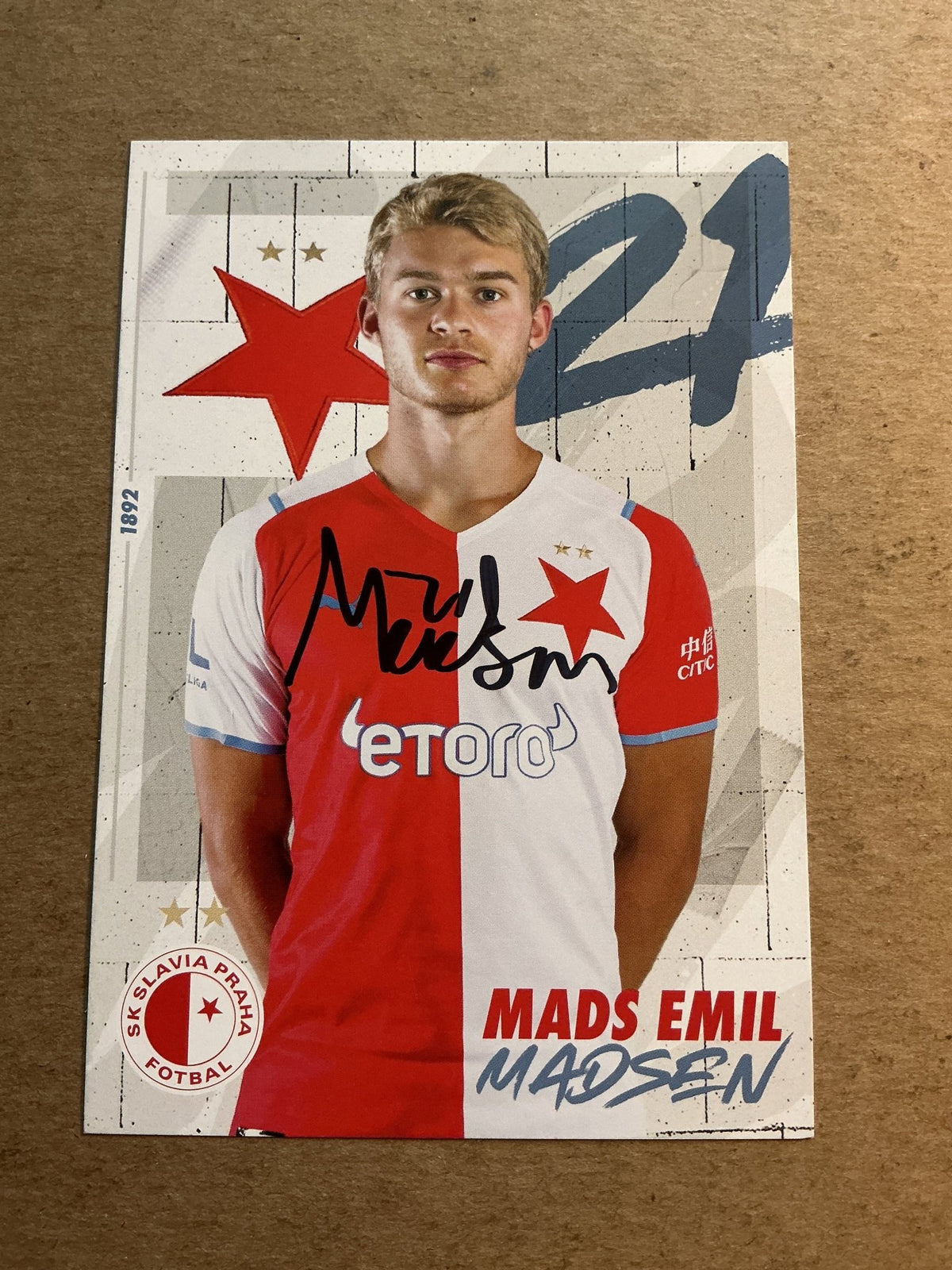 Mads Emil Madsen, Denmark 🇩🇰 SK Slavia Prague 2021/22 hand signed - Autographs-World