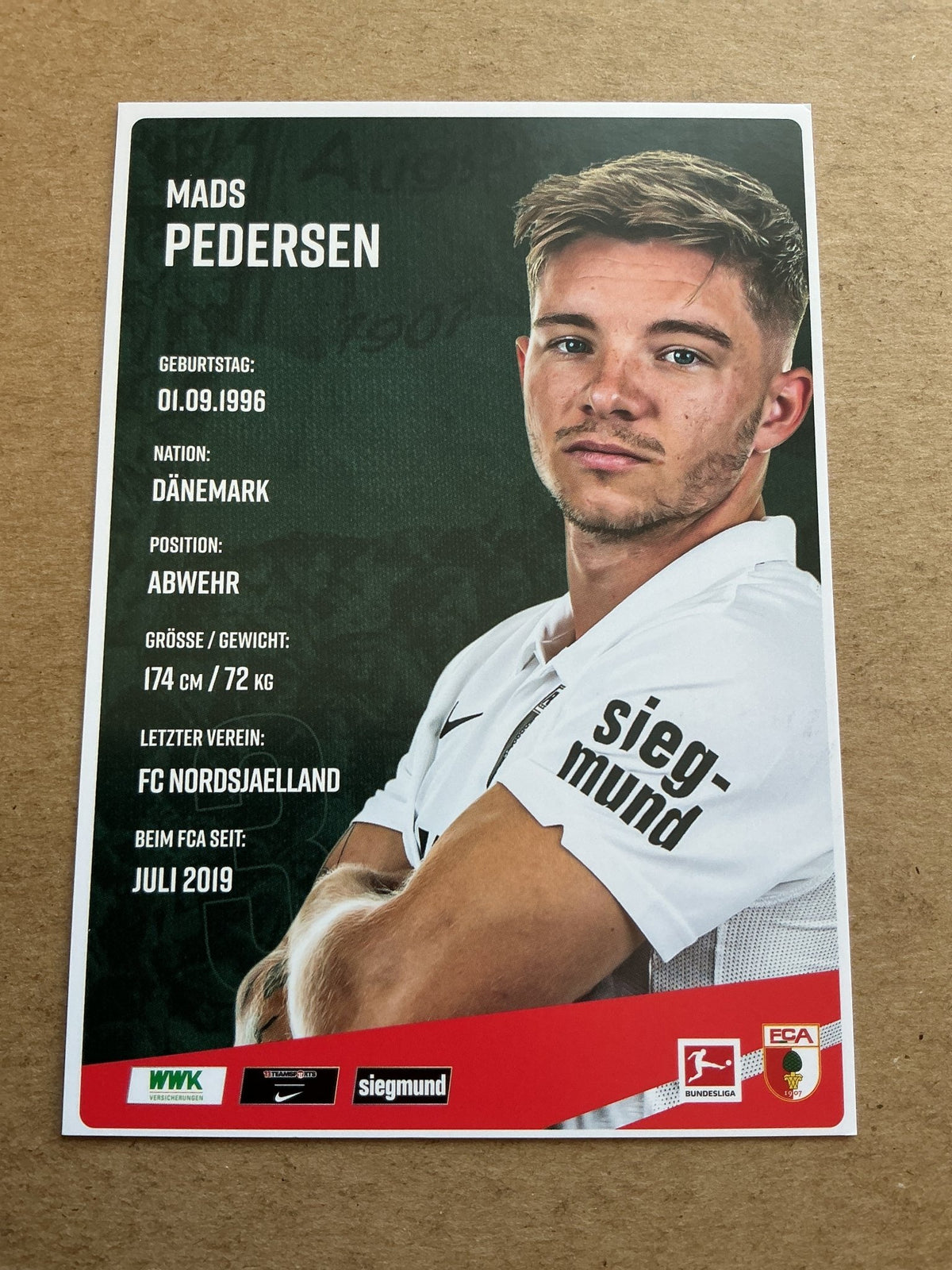 Mads Pedersen, Dänemark 🇩🇰 FC Augsburg 2020/21 hand signed - Autographs-World