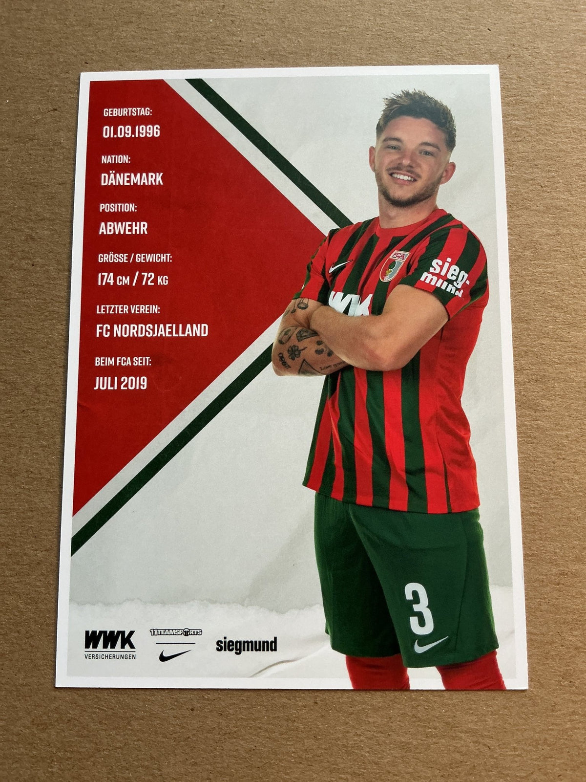 Mads Pedersen, Denmark 🇩🇰 FC Augsburg 2021/22 hand signed - Autographs-World